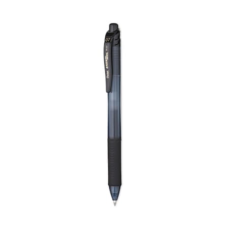 Pentel EnerGel-X Gel Pen, Retractable, Medium 0.7 mm, Black Ink, Smoke/Black Barrel, PK24 BL107ASW2